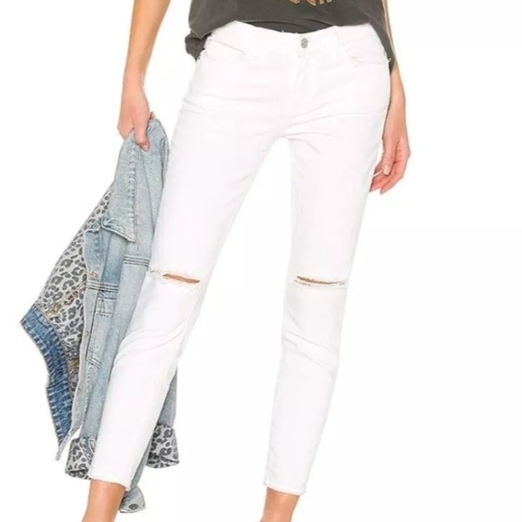 Current Elliott The High Waist Stiletto 2 Year Destroy White Jeans 29 NWT $248 - Picture 1 of 6
